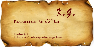 Kolonics Gréta névjegykártya